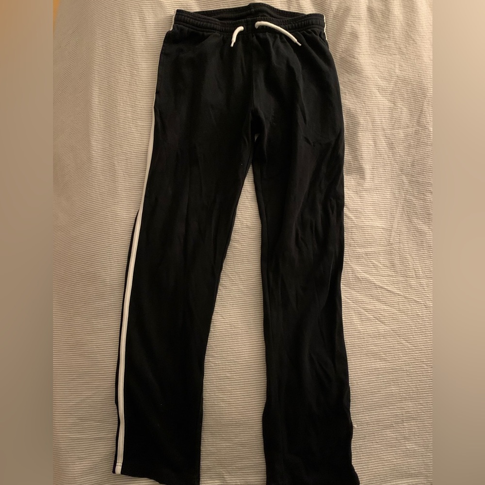 American Apparel Black Straight Leg Joggers with White Side Stripes